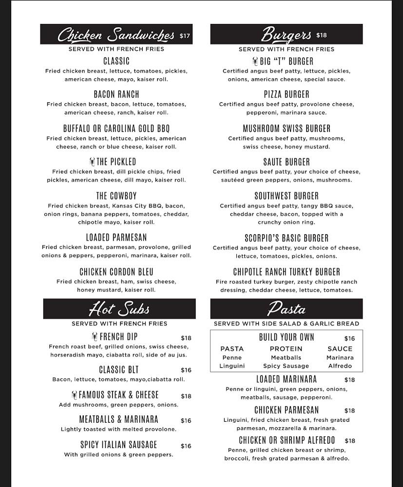 Scorpio's Pizzaria & Sports Pub Menu image 2